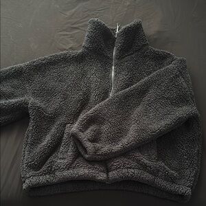 Cozy Black Sherpa Zip-Up Jacket